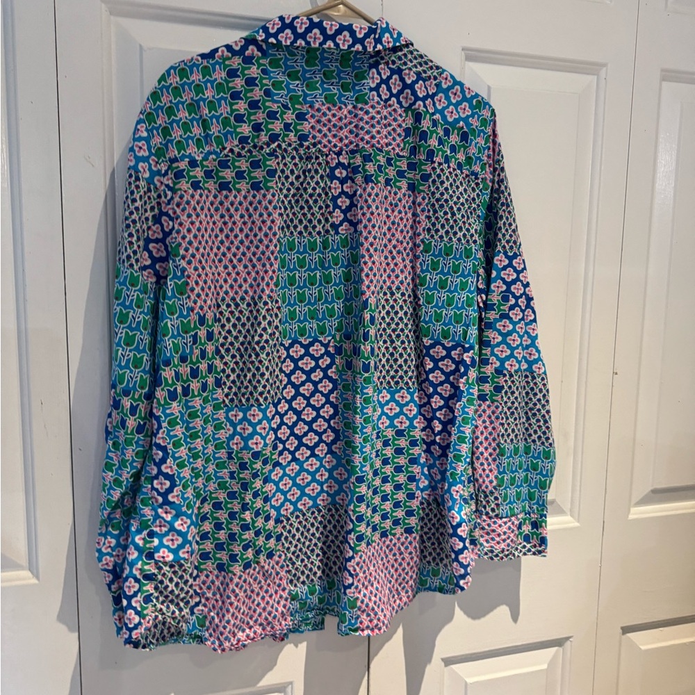 Talbots Blue and Green Floral Top - Picture 2 of 8